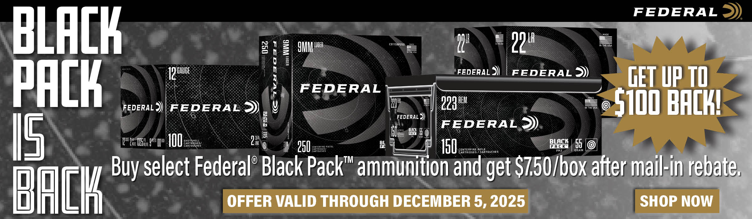 Federal Black Pack is Back Rebate